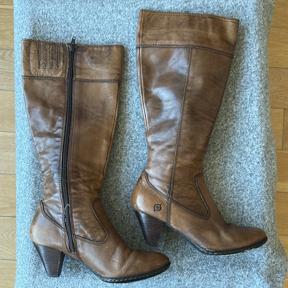BORN - Mallory Brown Leather Knee High Boots Size 6